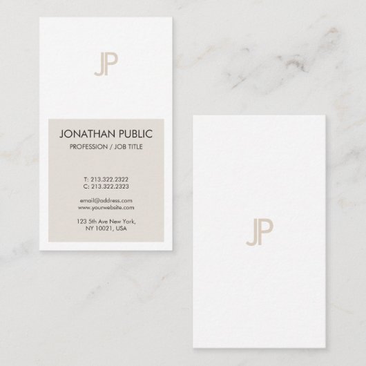 Trendy Elegant Minimalistic Design Monogram Plain Visitekaartje (Voorkant / Achterkant)