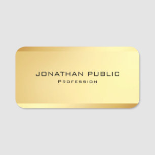 Trendy Elegant Minimalistics Sjabloon Glamor Gold Naamplaatje
