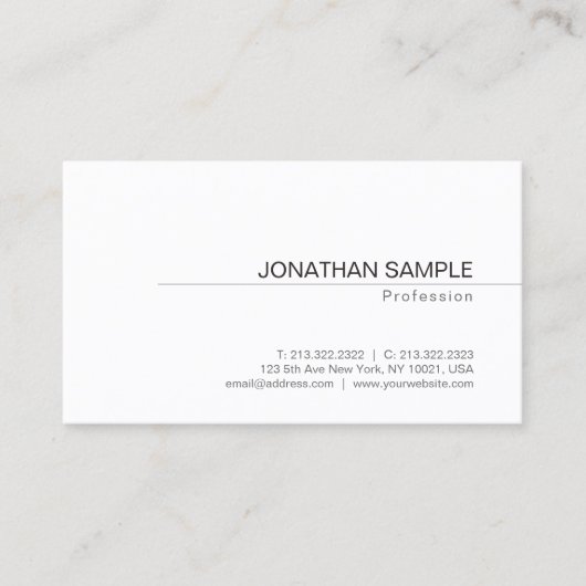 Trendy Elegant Minimalistisch design Modern Plain Visitekaartje (Voorkant)