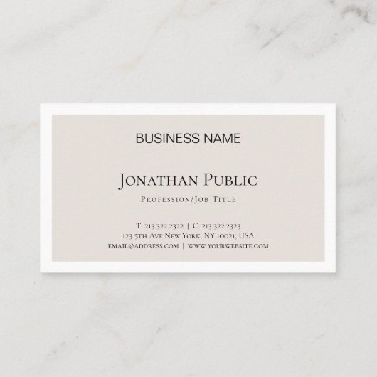 Trendy Elegant Minimalistisch design Modern Plain Visitekaartje (Achterkant)