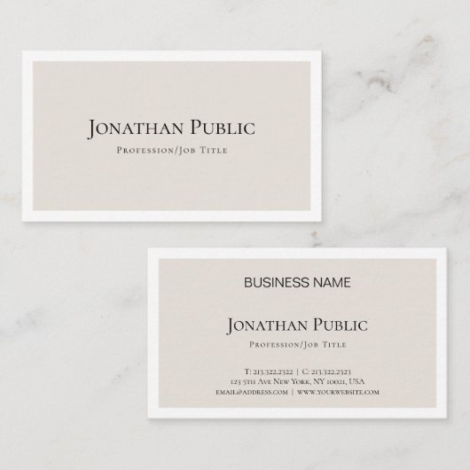 Trendy Elegant Minimalistisch design Modern Plain Visitekaartje (Voorkant / Achterkant)