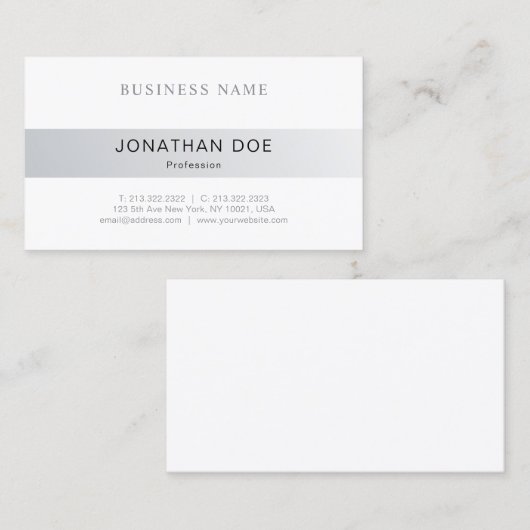 Trendy Elegant minimalistisch design, zilvervormer Visitekaartje (Voorkant / Achterkant)