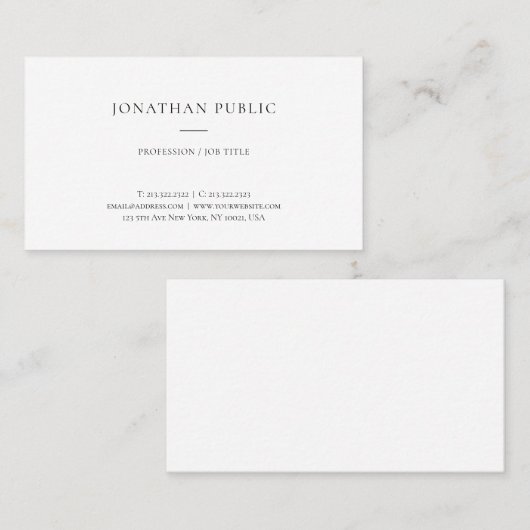 Trendy Elegant Minimalistisch Modern Eenvoudige Sj Visitekaartje (Voorkant / Achterkant)