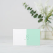 Trendy Elegant Mint Green Modern Monogram Sjabloon Visitekaartje (Staand voorkant)