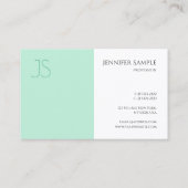 Trendy Elegant Mint Green Modern Monogram Sjabloon Visitekaartje (Achterkant)