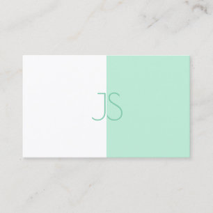 Trendy Elegant Mint Green Modern Monogram Sjabloon Visitekaartje