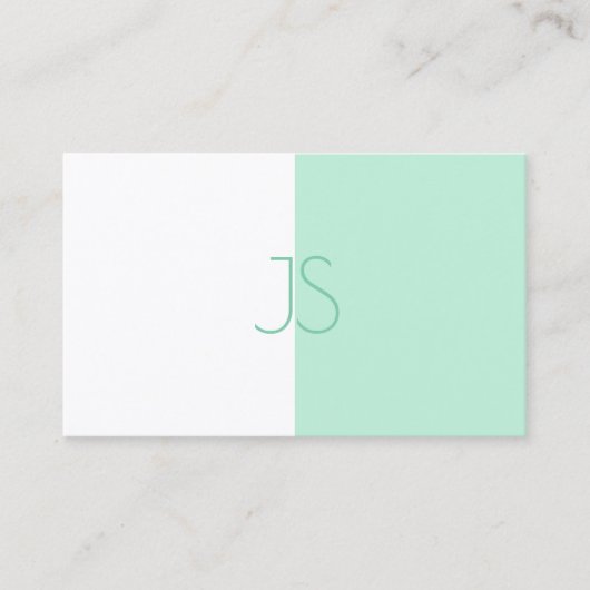 Trendy Elegant Mint Green Modern Monogram Sjabloon Visitekaartje (Voorkant)