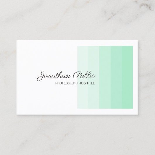 Trendy Elegant Mint Green White Calligraphy Script Visitekaartje (Voorkant)