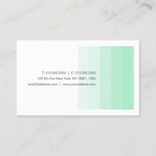 Trendy Elegant Mint Green White Calligraphy Script Visitekaartje (Achterkant)