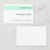 Trendy Elegant Mint Green White Modern minimalist Visitekaartje (Voorkant / Achterkant)