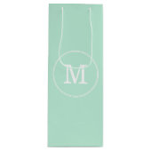 Trendy Elegant Mint Groen Sjabloon Wit Monogram Wijn Cadeautas (Voorkant)