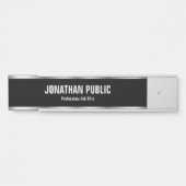 Trendy Elegant Modern Black And Silver Template Deurbordje (Voorkant)