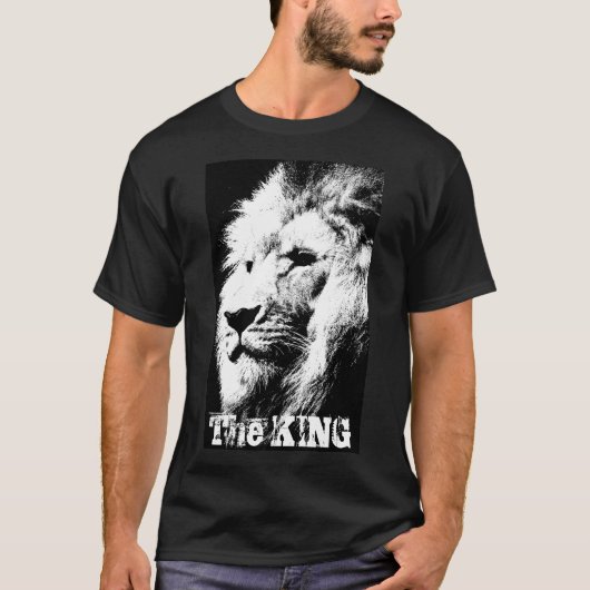 Trendy Elegant Modern Black and White Pop Art Lion T-shirt (Voorkant)