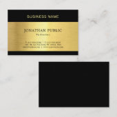 Trendy Elegant Modern Black Gold Plain Luxury Visitekaartje (Voorkant / Achterkant)
