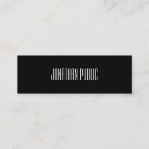 Trendy Elegant Modern Black White Cool Clean Plain Mini Visitekaartje