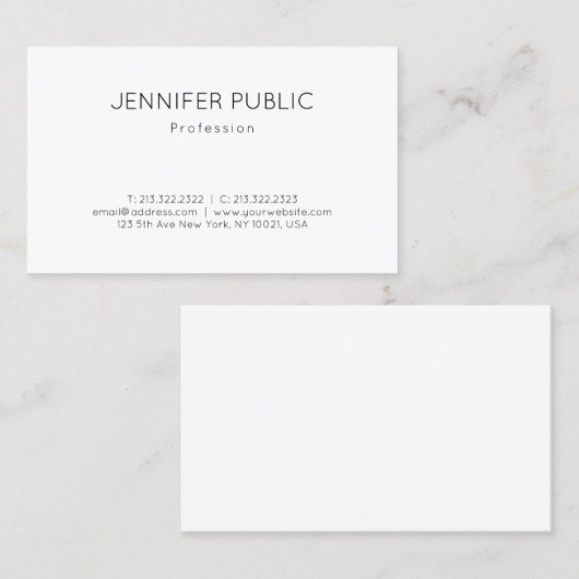 Trendy Elegant Modern Design Minimalist Plain Luxe Visitekaartje (Voorkant / Achterkant)