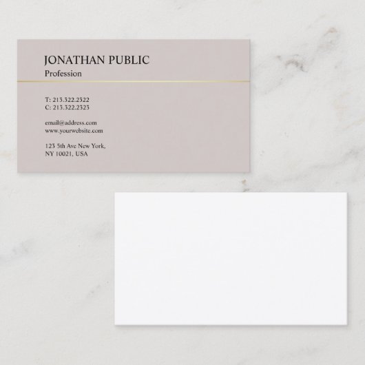 Trendy Elegant Modern Design Minimalistic Plain Visitekaartje (Voorkant / Achterkant)