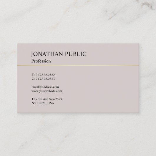 Trendy Elegant Modern Design Minimalistic Plain Visitekaartje (Voorkant)