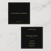 Trendy Elegant Modern Faux Gold Tekst Zwart Custom Vierkante Visitekaartje (Voorkant / Achterkant)