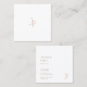 Trendy Elegant Modern Monogrammed Eenvoudige Sjabl Vierkante Visitekaartje (Voorkant / Achterkant)