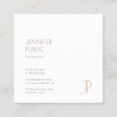 Trendy Elegant Modern Monogrammed Eenvoudige Sjabl Vierkante Visitekaartje (Achterkant)