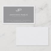 Trendy Elegant Modern Monogrammed Grey Plain Luxe Visitekaartje (Voorkant / Achterkant)
