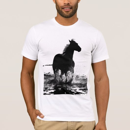 Trendy Elegant Modern Pop Art Running Horse Mannen T-shirt (Voorkant)