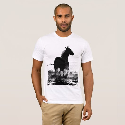 Trendy Elegant Modern Pop Art Running Horse Mannen T-shirt (Voorkant volledig)