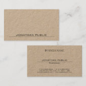 Trendy Elegant Modern Premium Bruin Kraft-papier Visitekaartje (Voorkant / Achterkant)