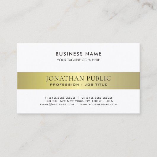 Trendy Elegant Modern Professional Gold Plain Luxe Visitekaartje (Voorkant)