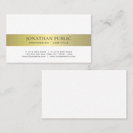 Trendy Elegant Modern Professioneel Goud Vlak Visitekaartje (Voorkant / Achterkant)