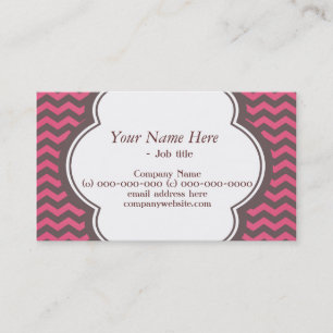 Trendy, elegant, modern roze & espressobruine chev visitekaartje