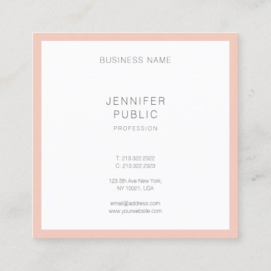 Trendy Elegant Modern Simple Professional Sjabloon Vierkante Visitekaartje (Achterkant)
