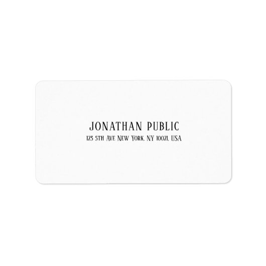 Trendy Elegant Modern Simple White Plain Adres Etiket (Voorkant)