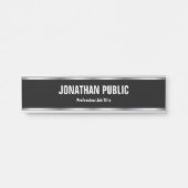 Trendy Elegant Modern Sjabloon Black en Silver Deurbordje (Voorkant)