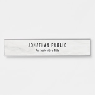 Trendy Elegant Modern White Marble Sjabloon Deurbordje