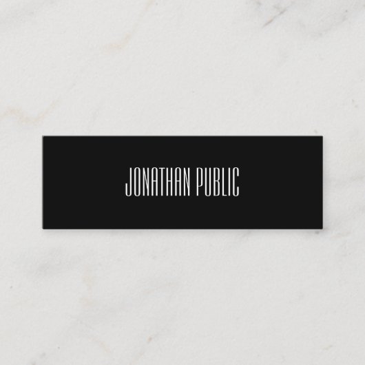 Trendy Elegant Modern Zwart Wit Cool Clean Plain Mini Visitekaartje (Voorkant)