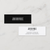 Trendy Elegant Modern Zwart Wit Cool Clean Plain Mini Visitekaartje (Voorkant / Achterkant)