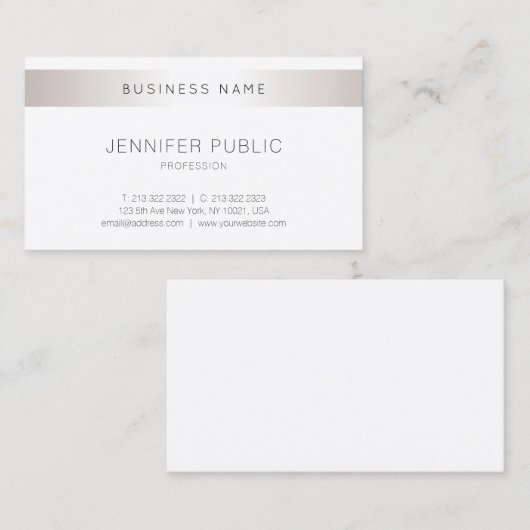 Trendy Elegant Moderne Eenvoudige Design Silver Pl Visitekaartje (Voorkant / Achterkant)