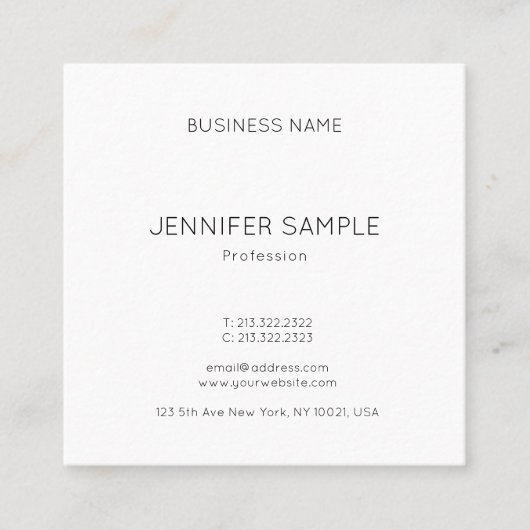 Trendy Elegant Moderne Minimale Design Sjabloon Lu Vierkante Visitekaartje (Voorkant)