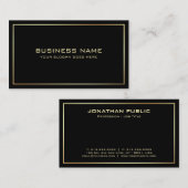 Trendy Elegant Moderne Sjabloon Black and Gold Visitekaartje (Voorkant / Achterkant)