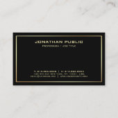 Trendy Elegant Moderne Sjabloon Black and Gold Visitekaartje (Achterkant)