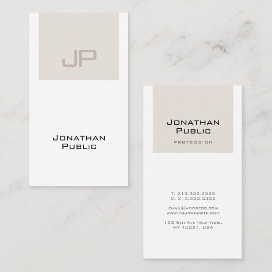 Trendy Elegant Monogram Clean Plain Luxury Visitekaartje (Voorkant / Achterkant)