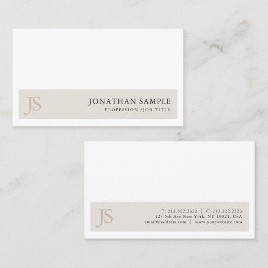 Trendy Elegant Monogram Minimalist Design Plain Visitekaartje (Voorkant / Achterkant)