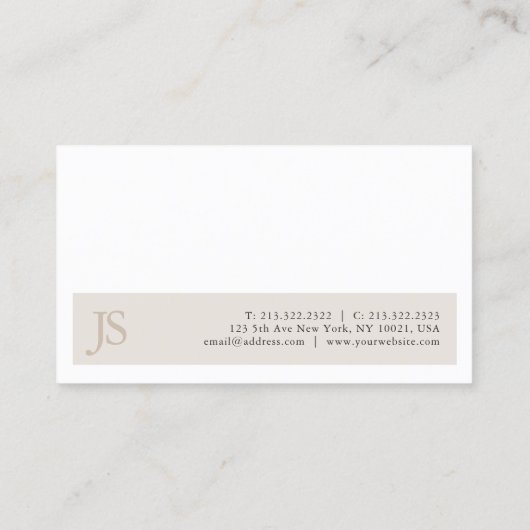 Trendy Elegant Monogram Minimalist Design Plain Visitekaartje (Achterkant)
