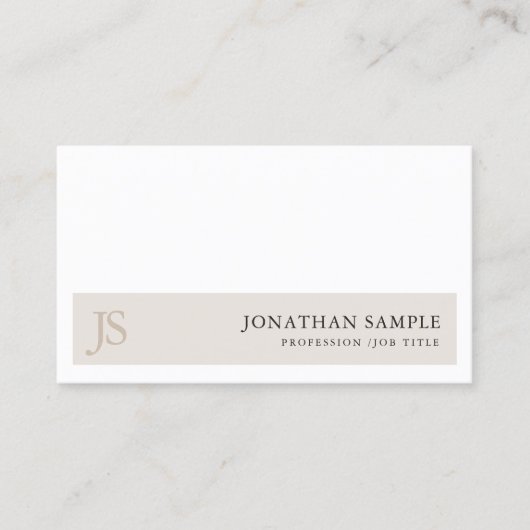 Trendy Elegant Monogram Minimalist Design Plain Visitekaartje (Voorkant)