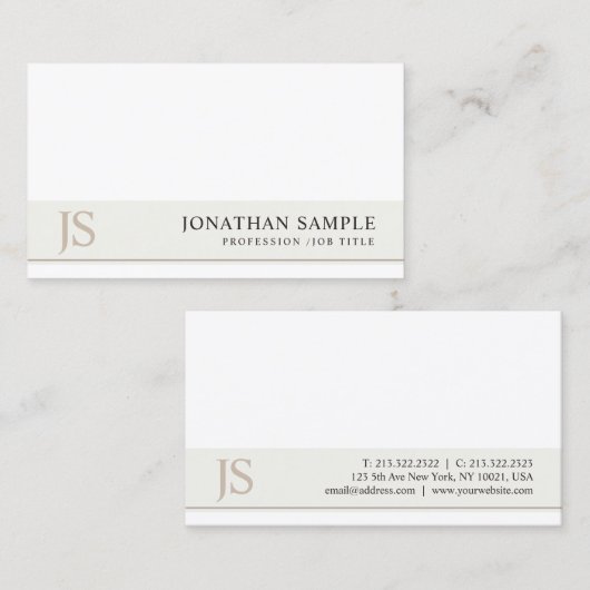 Trendy Elegant Monogram Minimalistisch Ontwerp Lux Visitekaartje (Voorkant / Achterkant)