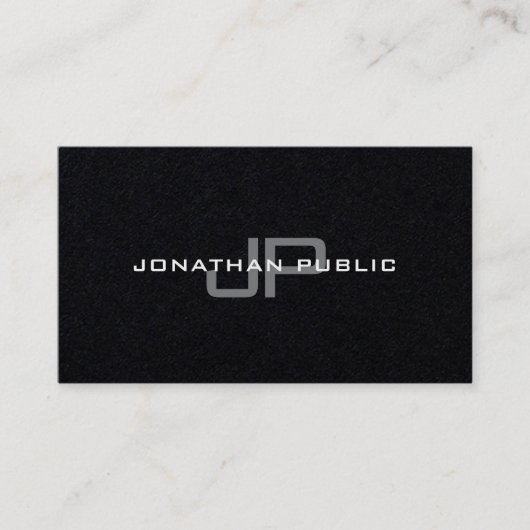 Trendy Elegant Monogram Minimalistische Plain Luxu Visitekaartje (Voorkant)