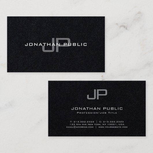 Trendy Elegant Monogram Minimalistische Plain Luxu Visitekaartje (Voorkant / Achterkant)