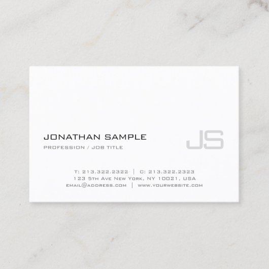 Trendy Elegant Monogram Plain Modern Design Luxury Visitekaartje (Voorkant)